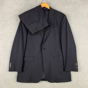 Brooks Brothers 1818 Madison 2 Piece Suit 42L Navy Wool Pleated Pants 36x30 2pc